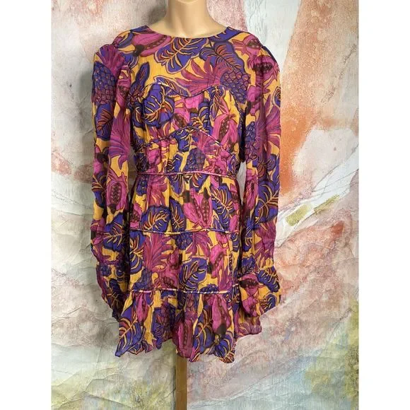 Anthropologie Farm Rio Fruit Dream Long-Sleeve Mini Dress $265 - Picture 5 of 7